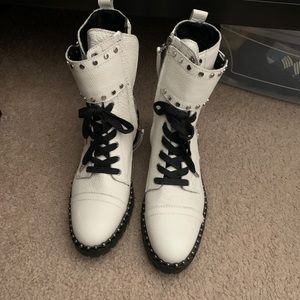 Sam Edelman white combat boots